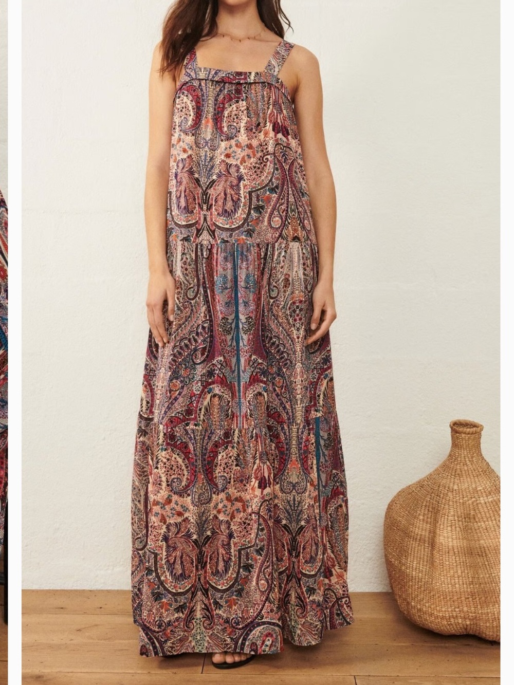 ba&sh Baraka Paisley Maxi Dress in Multicolor Rust & Blue